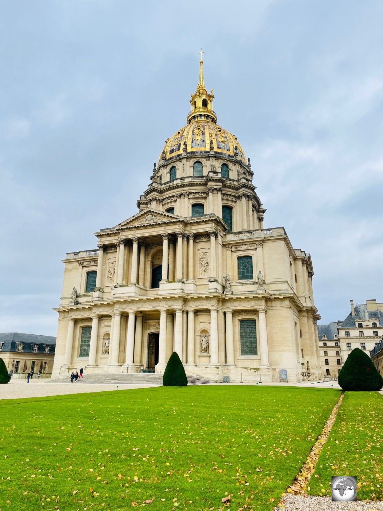 Napoleon's tomb is located in the Church of the Dome at the Hôtel des Invalides in Paris, France.