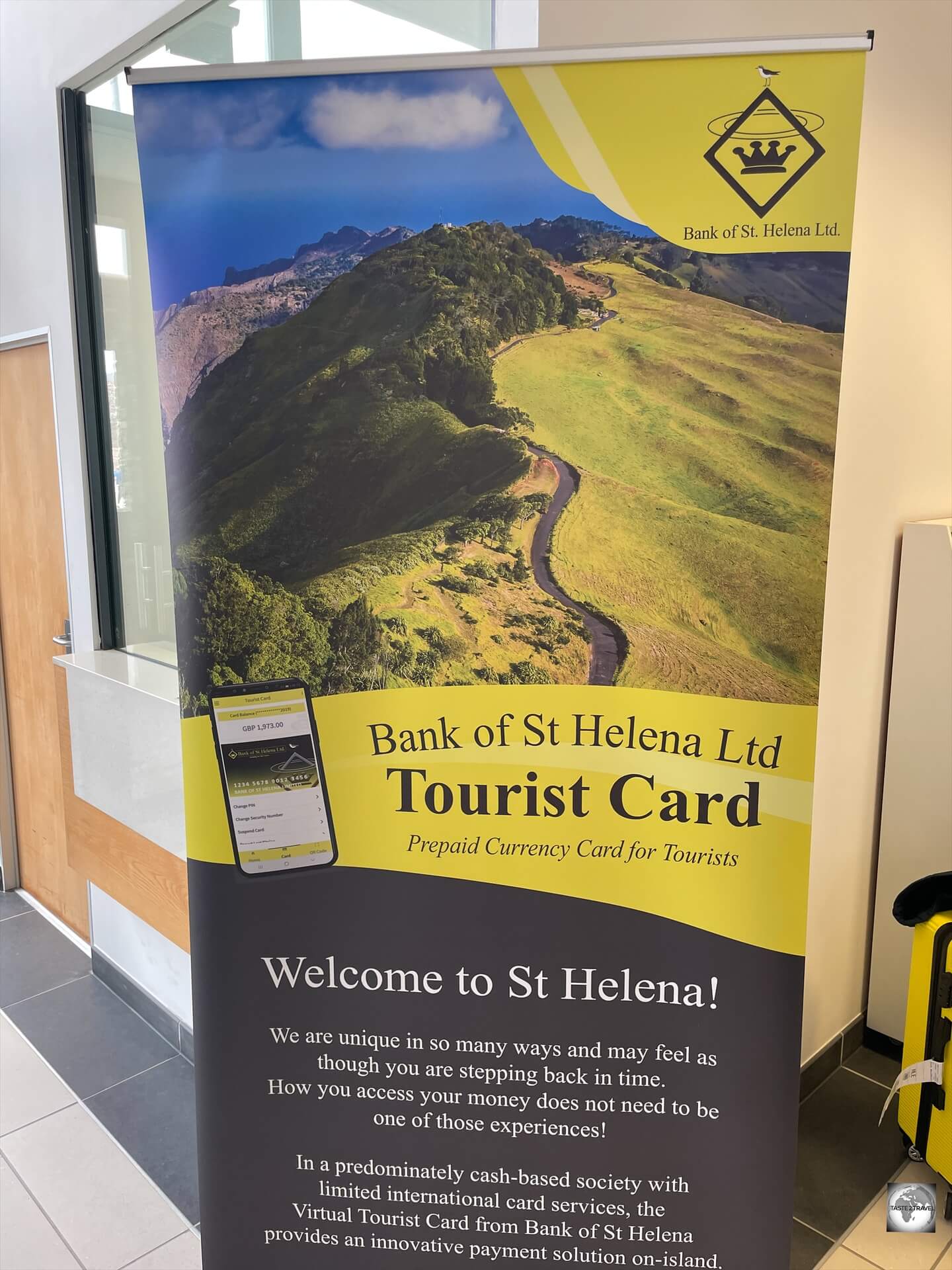 The Bank of Saint Helena Tourist Card is an online pre-paid currency card.