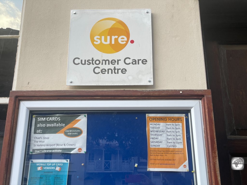 Local SIM cards can also be purchased from Chad's Shop, The Hive and at Saint Helena Airport.