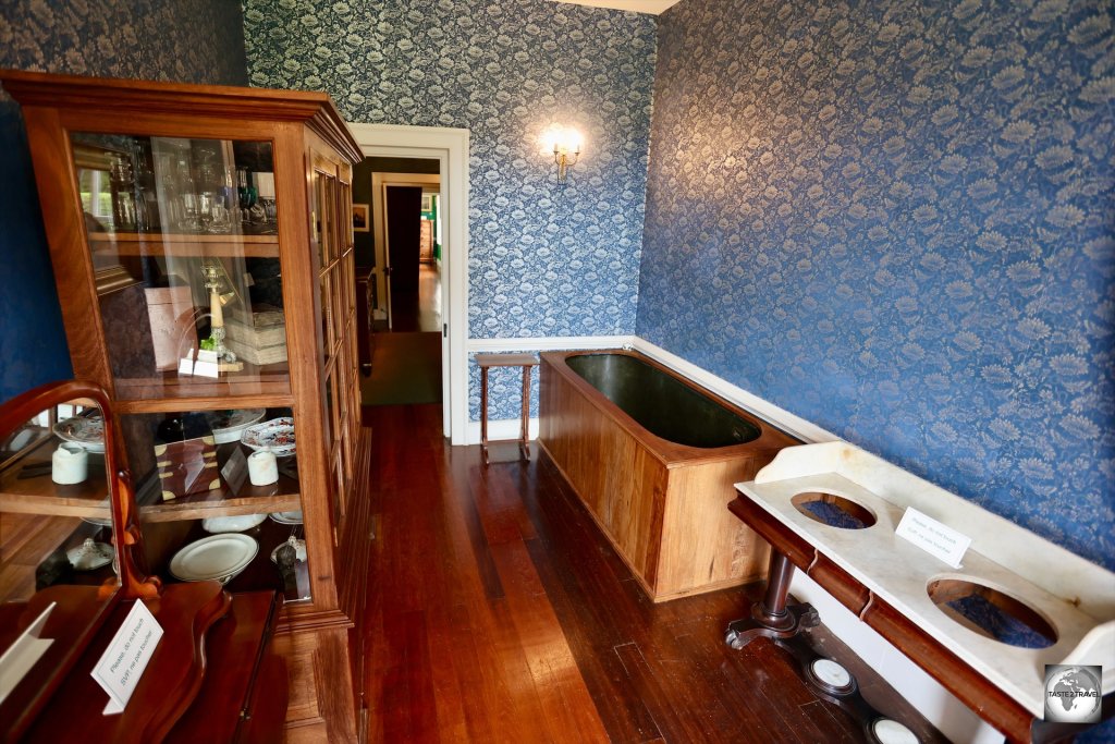 A view of the bathroom at Longwood House with the copper bathtub which Napoleon used to soothe his many ailments.