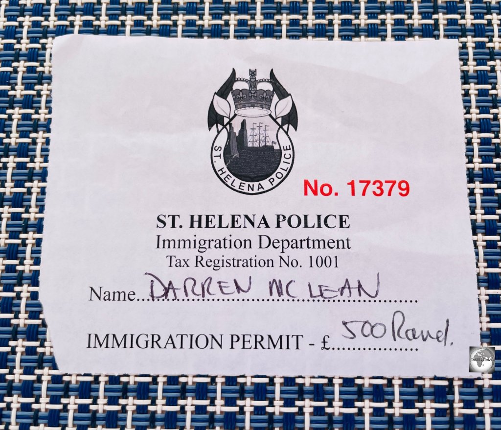 All visitors arriving at Saint Helena airport must pay a fee of £20/ 500 rand in cash.