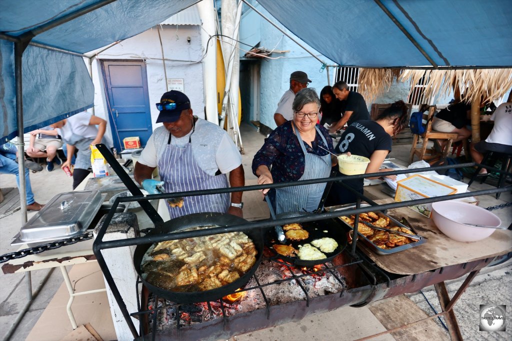 Every Wednesday evening, the St. Helena Yacht Club hosts a very popular 'fish fry'.