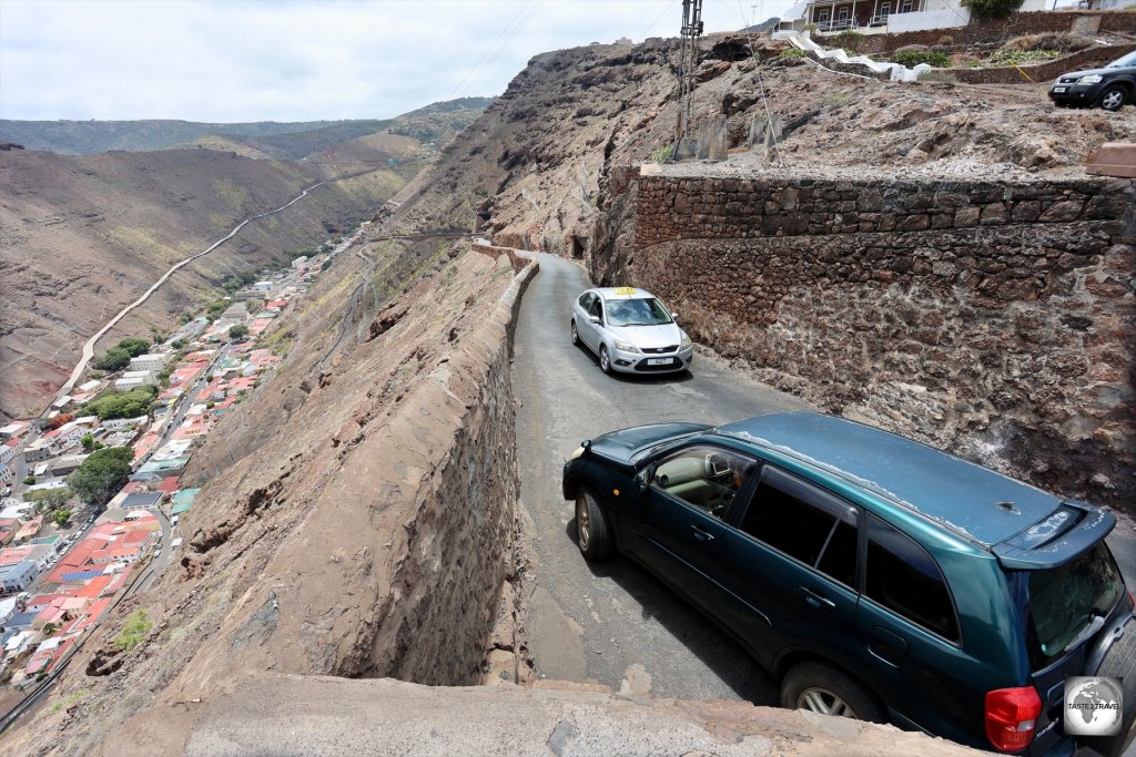 Driving on the narrow, windy roads of Saint Helena requires lots of giving way to oncoming motorists.