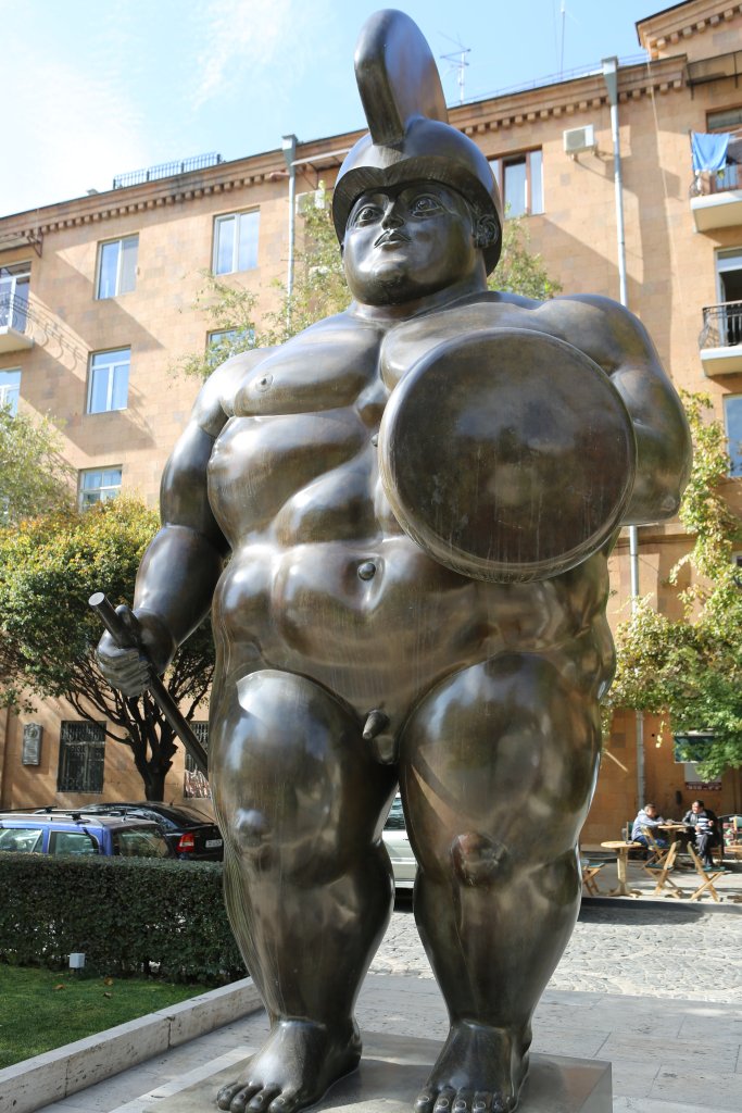 "Roman Warrior" by Colombian artist, Fernando Botero, in the Cascade Sculpture Park in Yerevan.