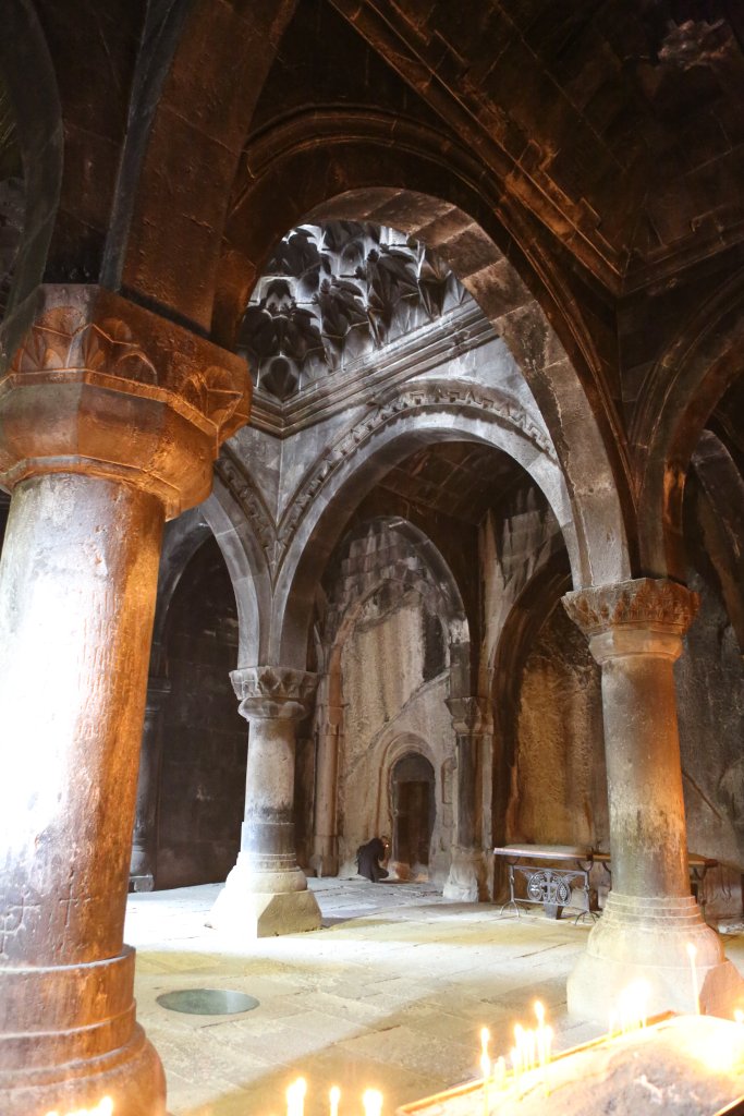 The first cave chamber, Avazan (basin), was hewn in the 1240s (CE) in an ancient cave with a spring.