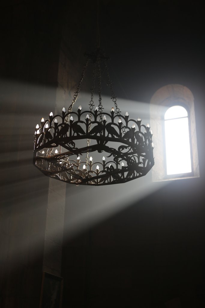 Sunlight, illuminates the interior of Saint Gayane Church, Etchmiadzin, Armenia.