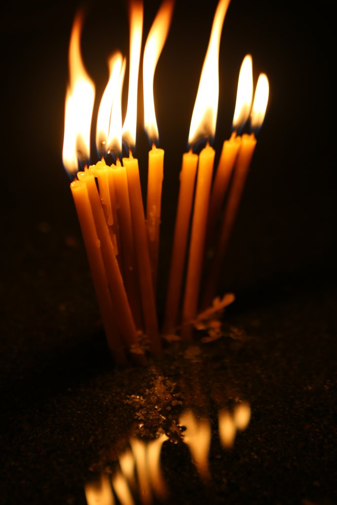 Votive candles, or prayer candles, at Shoghakat Church, Etchmiadzin.