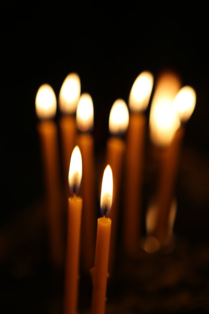 Votive candles, in the Church of the Holy Mother of God at Khor Virap.