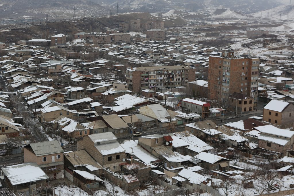 A winter time view of Yerevan, the capital of Armenia.