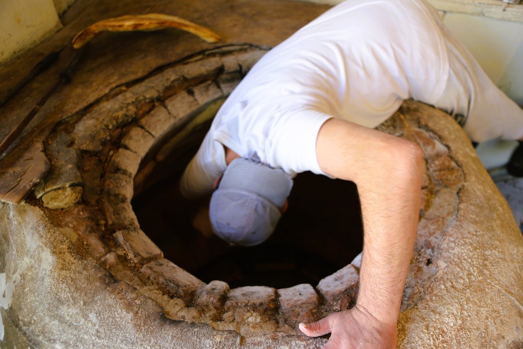 A staple of the Georgian diet, Lavash bread is baked in a traditional, clay, tandoor oven.