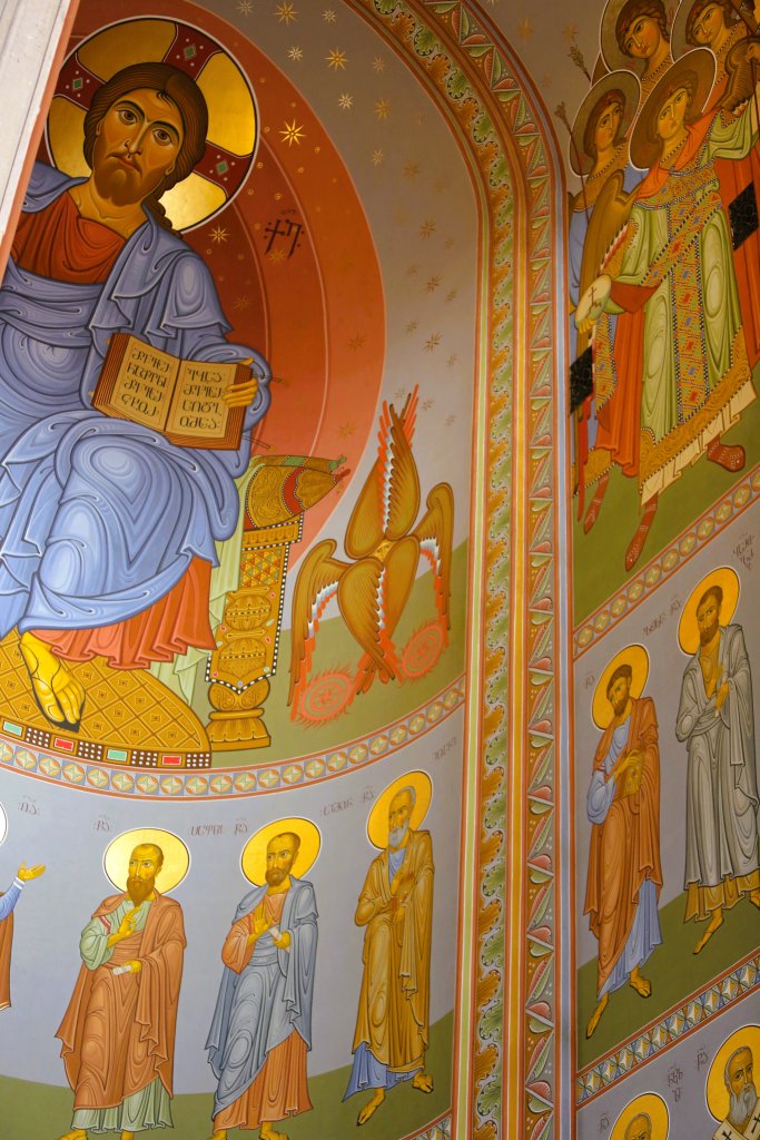 A view of the interior of the Holy Trinity Cathedral in Tbilisi.