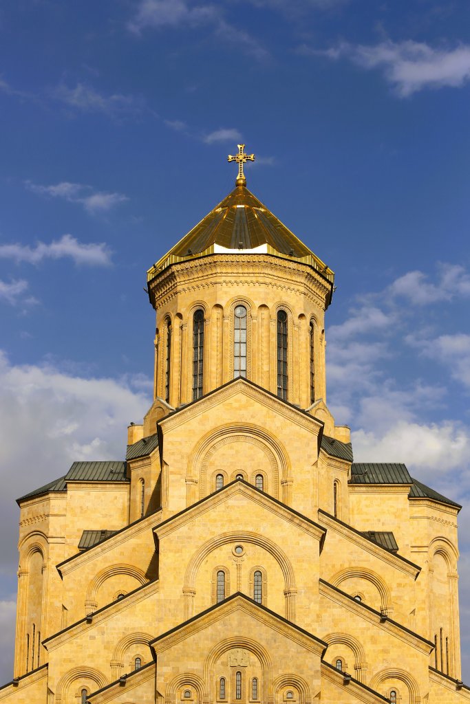 A very golden Holy Trinity Cathedral in the late afternoon.