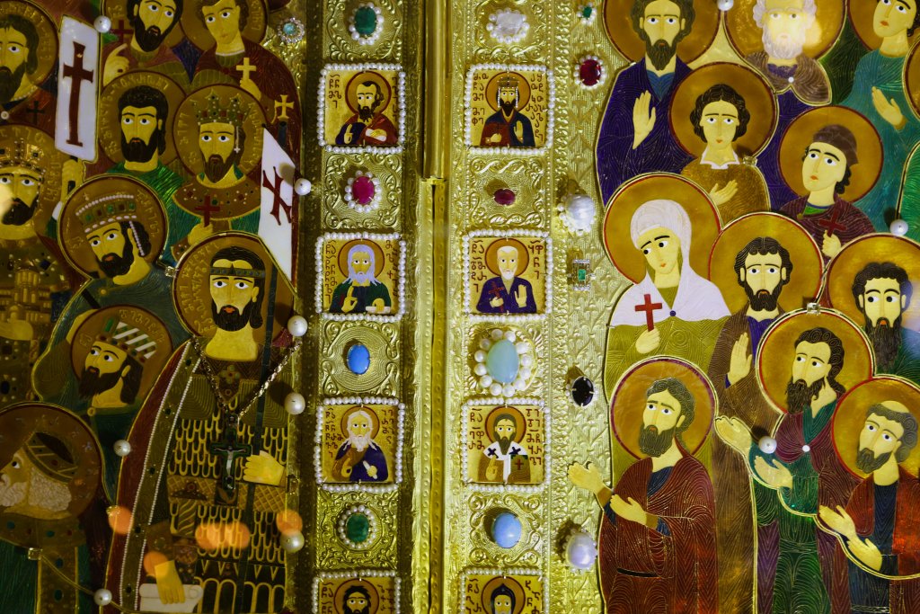 Iconostasis at the Holy Trinity Cathedral in Tbilisi.