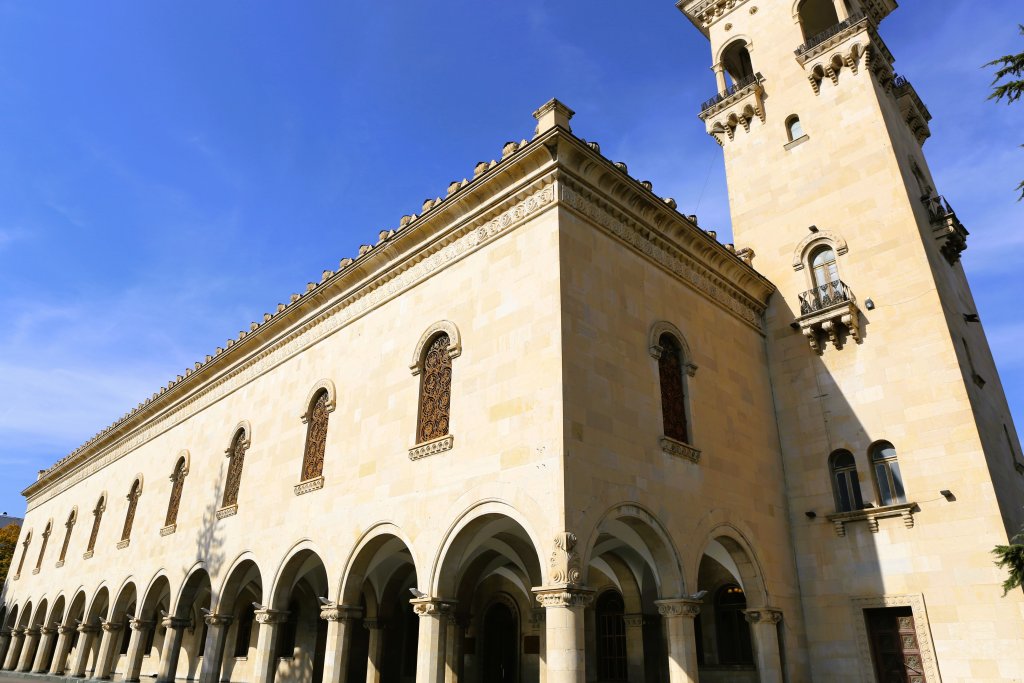 The grand façade of the Stalin Museum in Gori, in the town where Stalin was born. The museum was opened in 1957, during Stalin's lifetime.