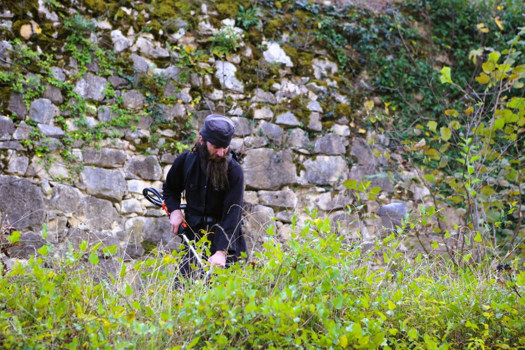 A monk, doing the gardening, at Gelati Monastery, Georgia.