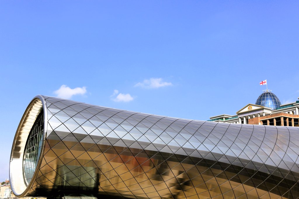 A view of the Tbilisi Music Hall, and the State Palace of Ceremonies in the background.