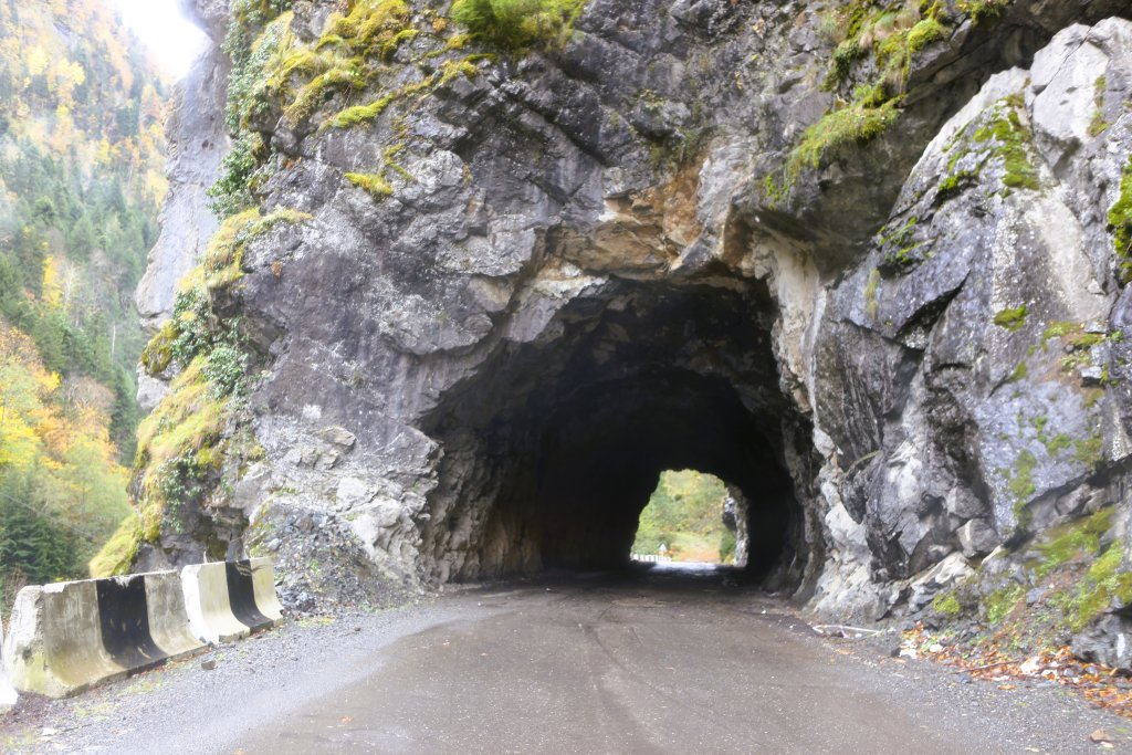 An old, hand-made, rock tunnel, on the road to Svaneti, Georgia.