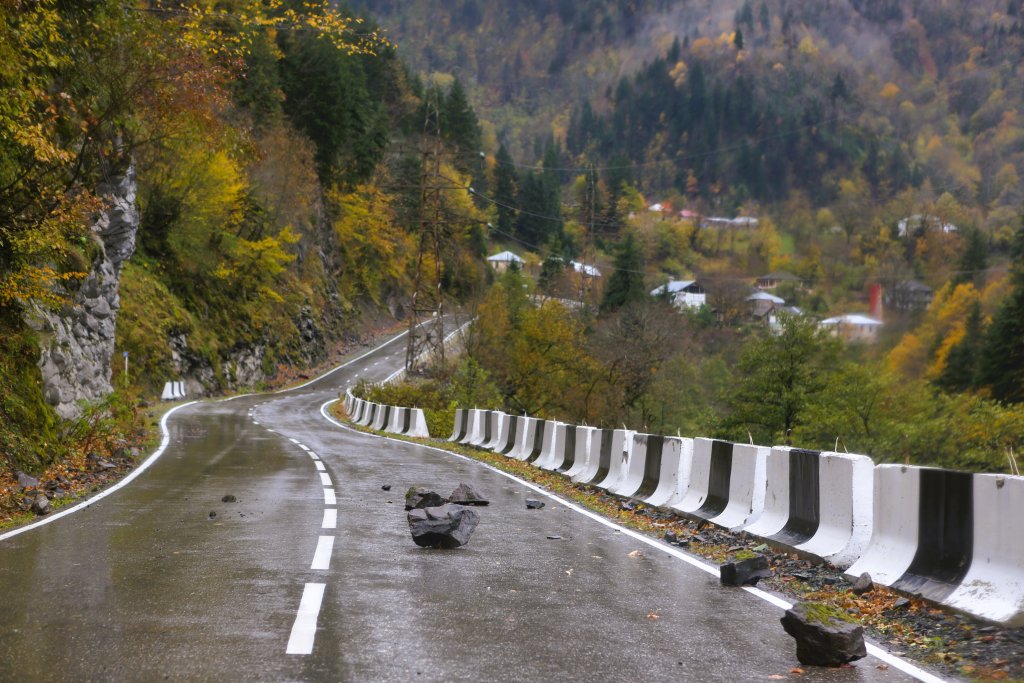 No shortage of falling rocks on the road to Svaneti.