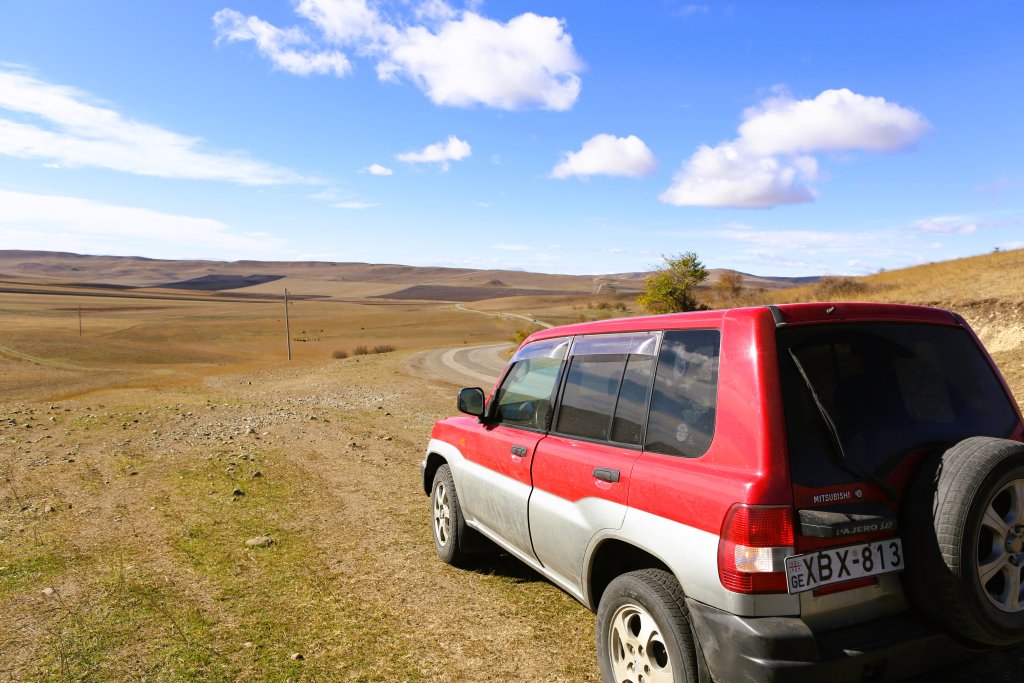 Driving my rental car to the David Gareji Monastery complex which is located in the far east of Georgia, on the Iori plateau, near the border of Georgia and Azerbaijan.