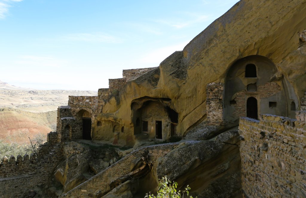 David Gareja is a complex of medieval monasteries in the Kakheti region of Georgia. The monasteries are carved into the rock face of Mount Gareja, creating a cave town.