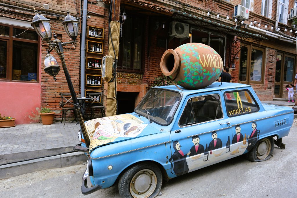 Quirky street art in Tbilisi old town.