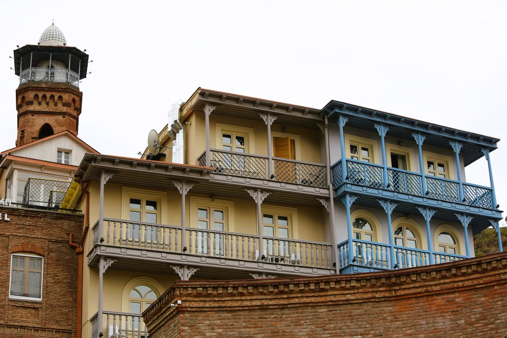 A UNESCO World Heritage Site, Tbilisi old town features eclectic architecture from the 5th to the 20th century, including wooden houses with decorative balconies.