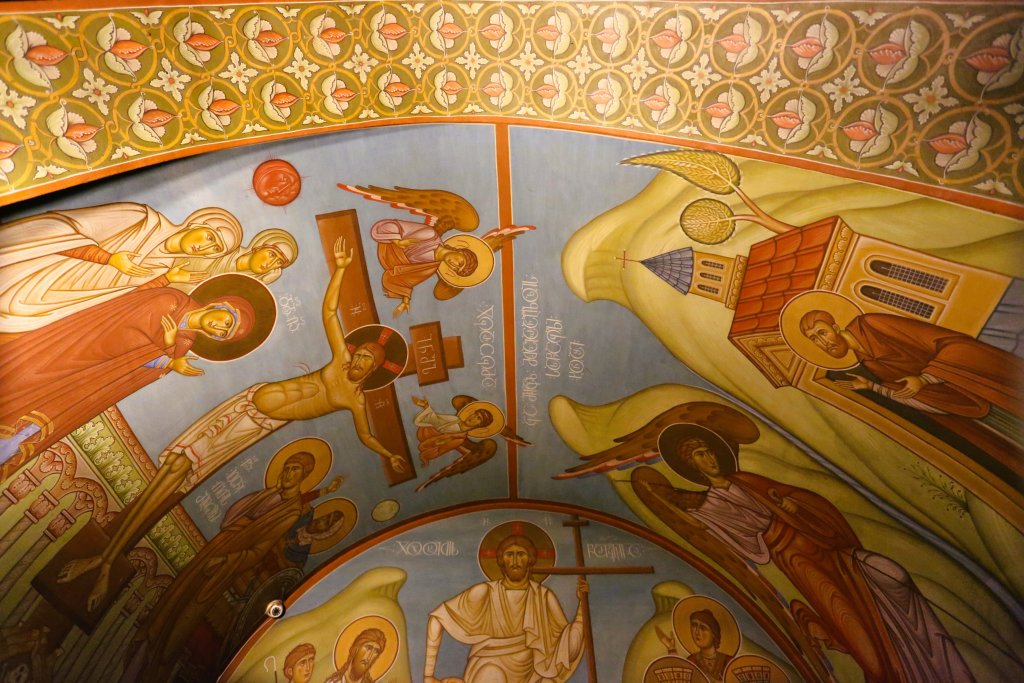 View of the interior decoration at the Holy Trinity Cathedral in Tbilisi.