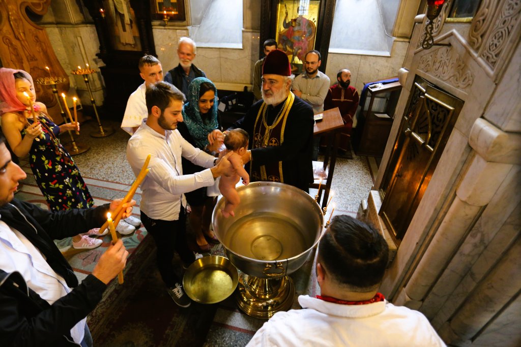 A christening, at the historic Kashveti Church of St. George in Tbilisi.
