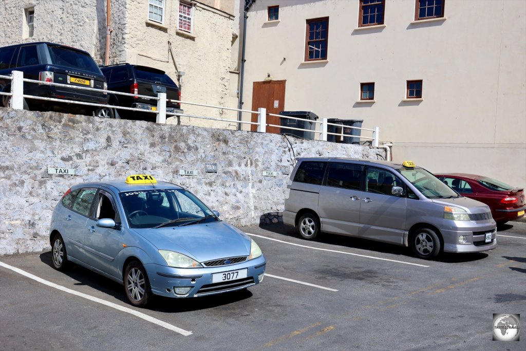 The only taxi rank on Saint Helena located behind the Tourist Office in Jamestown.