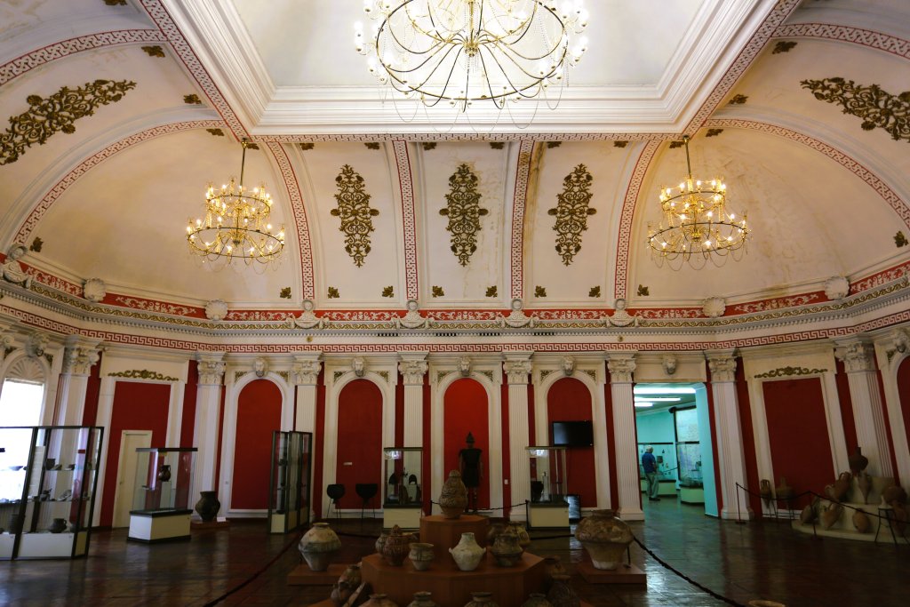 A view of the "Red Room" at the National Museum of Fine Arts of Moldova in Chișinău.
