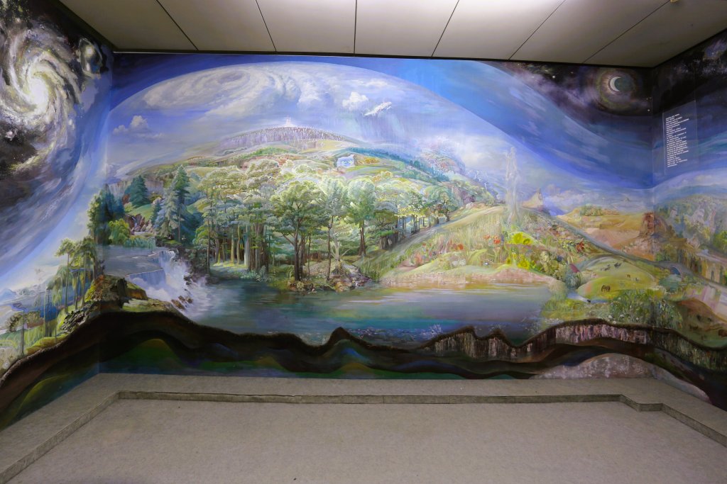 A mural at the National Museum of Ethnography and Natural History depicts the Moldovan countryside.
