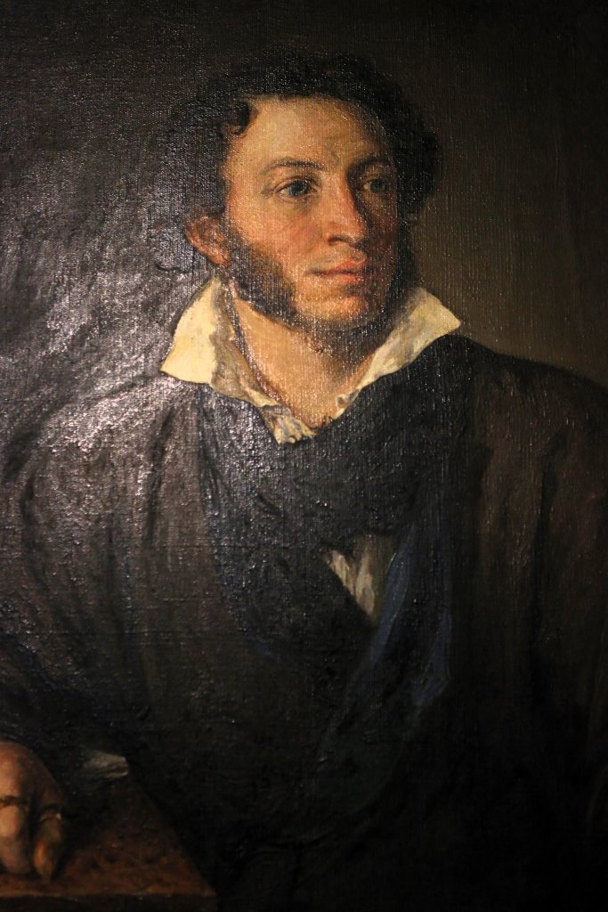 A portrait of Alexander Pushkin, who was a Russian poet, playwright, and novelist and is considered by many to be the greatest Russian poet.