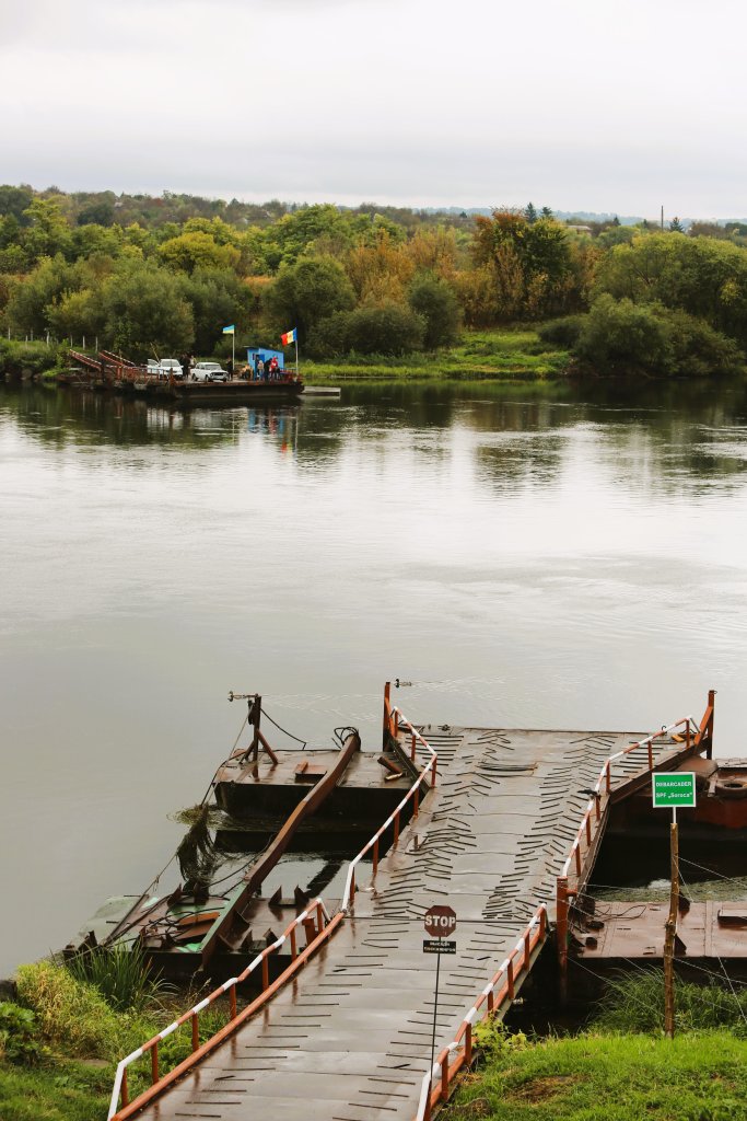 A view of the Dniester River border crossing, between Moldova and Ukraine, in the Moldovan town of Soroca, which is located 160 km north of Chișinău.
