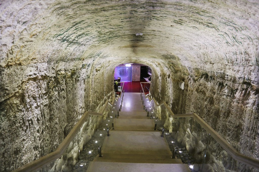 The entrance to the vast subteranean Cricova wine cellar, a tentative UNESCO World Heritage Site and a highlight of Moldova.