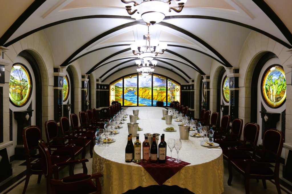 An underground tasting room at the Cricova wine cellars near Chișinău.