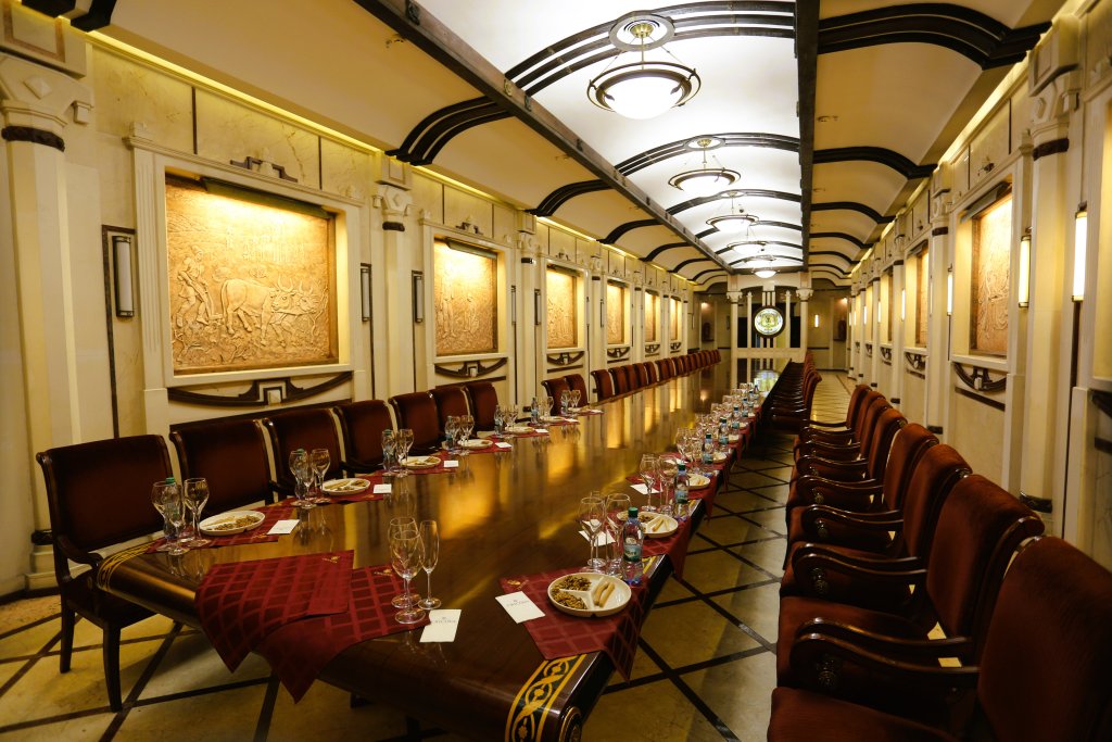 One of many underground dining and function rooms in the Cricova wine cellars near Chișinău.