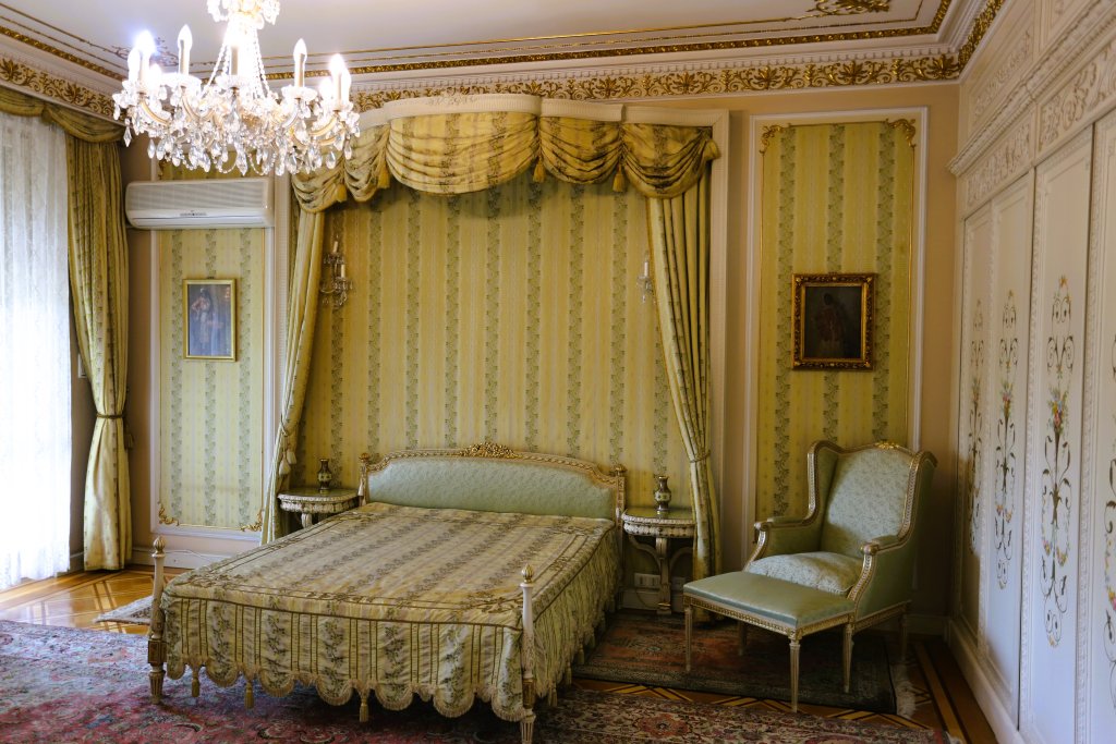One of many bedrooms in the Spring Palace, the former residence of Nicolae Ceaușescu, the last socialist leader and dictator of Romania, who was deposed then later executed in 1989.