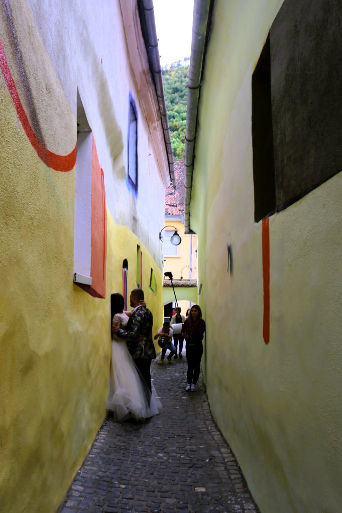 Brașov old town is famous for its many narrow laneways.