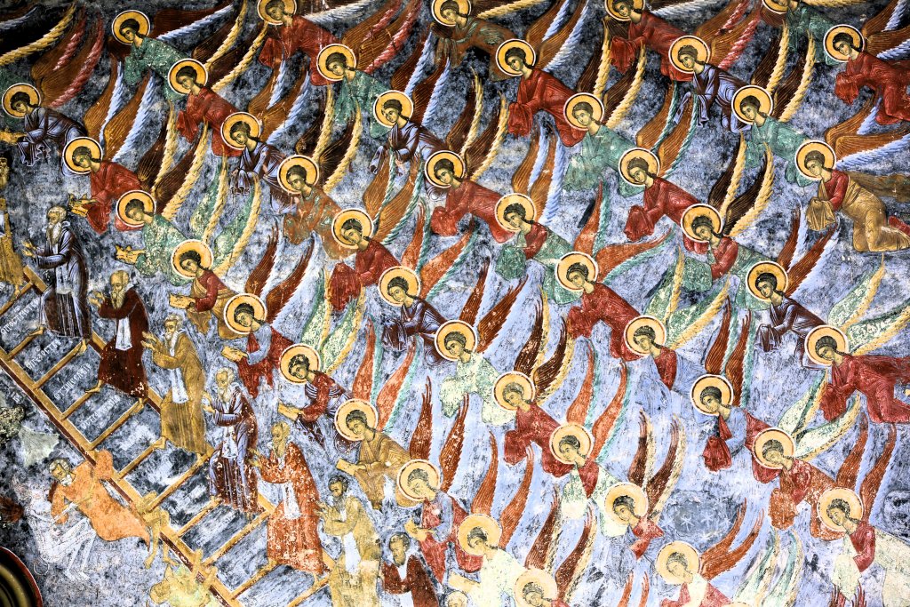 A highlight of the Sucevita Monastery is the 30-rung "Ladder of Virtue" frescoe, which symbolises the endless battle between the good and the evil in everyone’s heart.