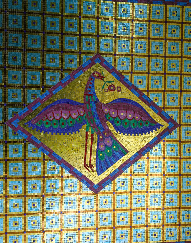 One of many tile mosaics which line the walls of Bucharest’s Spring Palace.