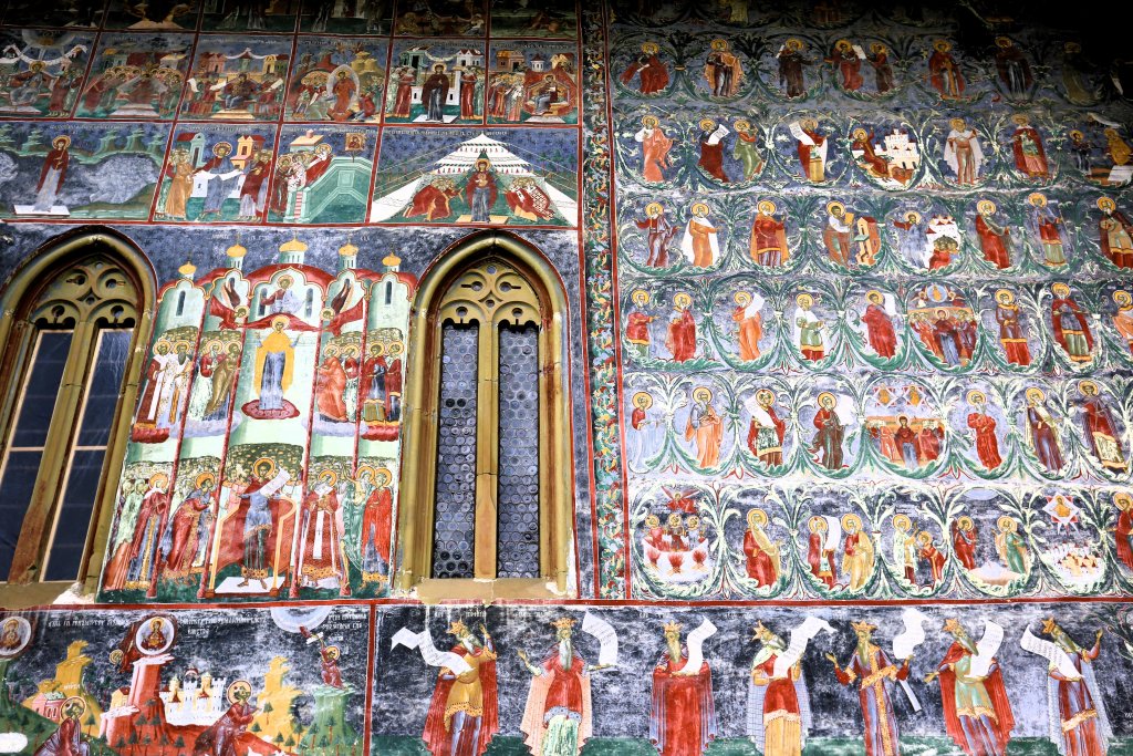 The painted church at Sucevita Monastery is a stunning sight.