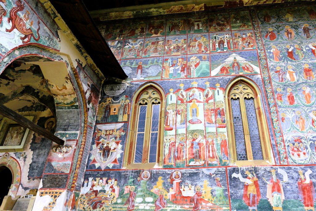 View of Sucevita Monastery, which boasts the largest, and most vivid, frescoes of all the monasteries in Bucovina.