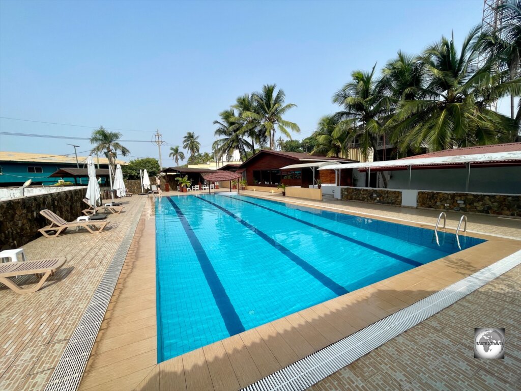 The wonderful swimming pool at the Cape Coast Hotel was never busy.