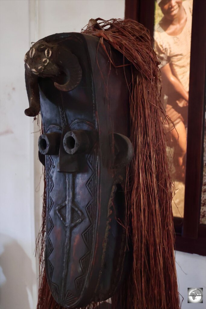 One of many traditional masks which are displayed at the Liberian National Museum in Monrovia.