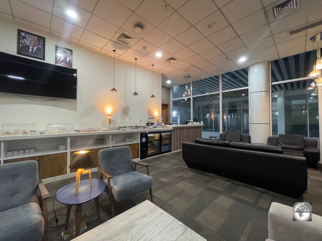 The comfortable lounge at Roberts International Airport which can be accessed by anyone who pays the US$30 entrance fee.