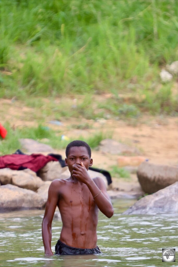 Bathing in the Ubangi River.