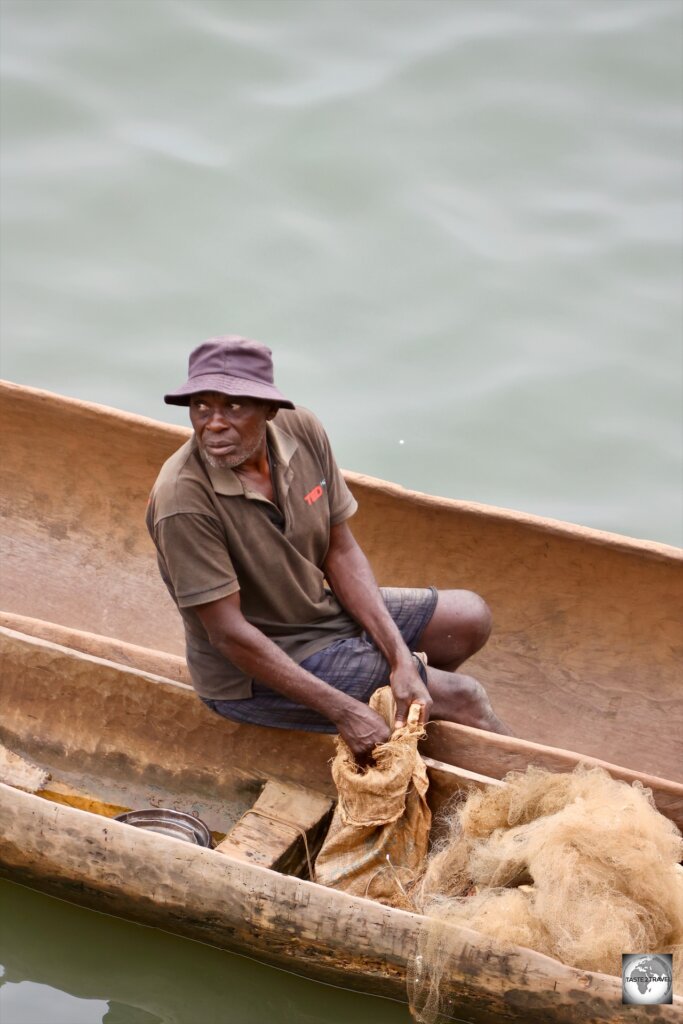 A fisherman on the Ubangi River which flows past Bangui, the capital of the Central African Republic.