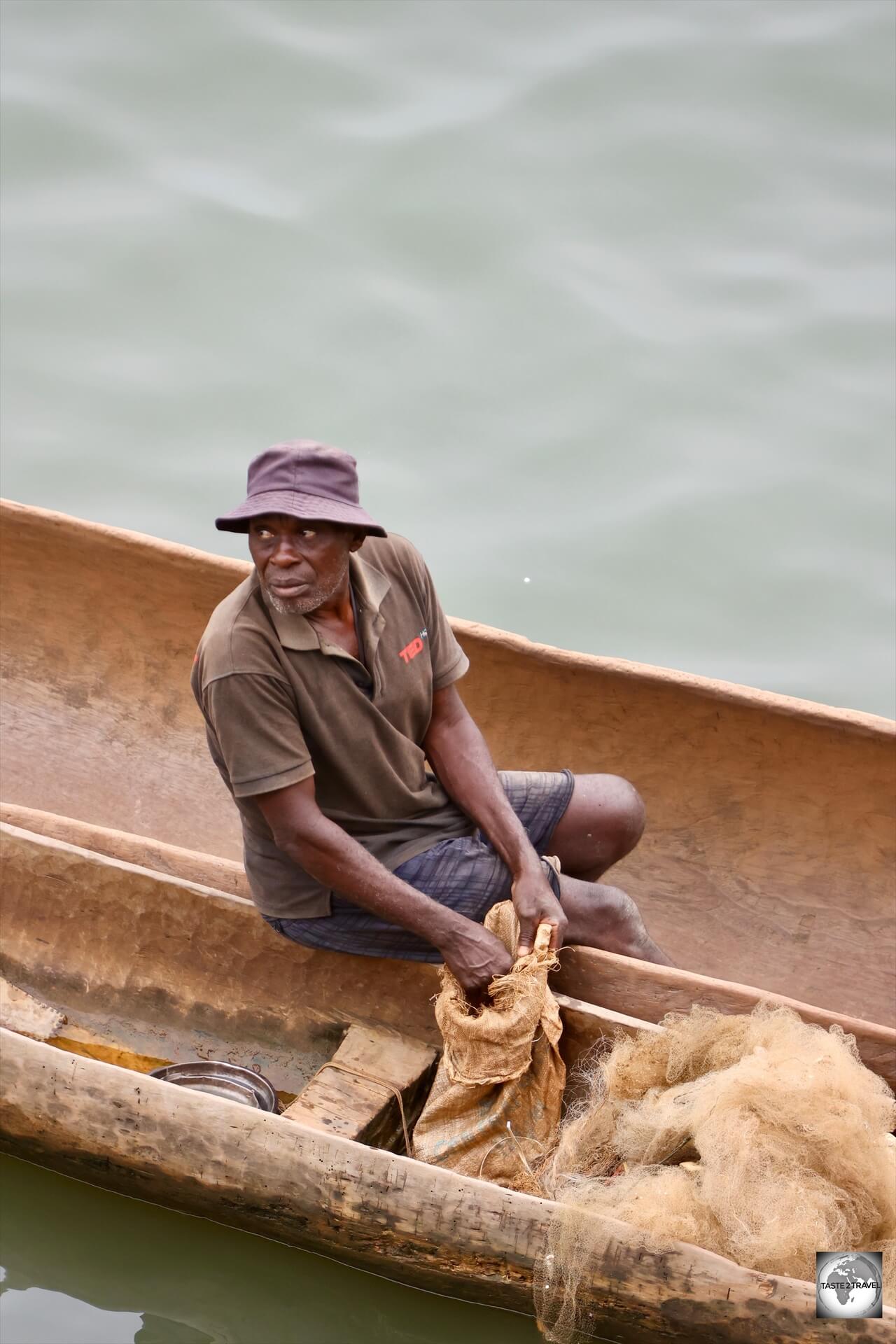 A fisherman, on the Ubangi River, which flows past Bangui, the capital of the Central African Republic.
