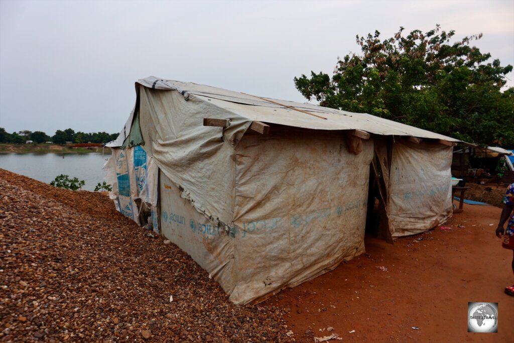 The United Nations has provided tarpaulin sheets which has allowed the refugees to build basic shelters.