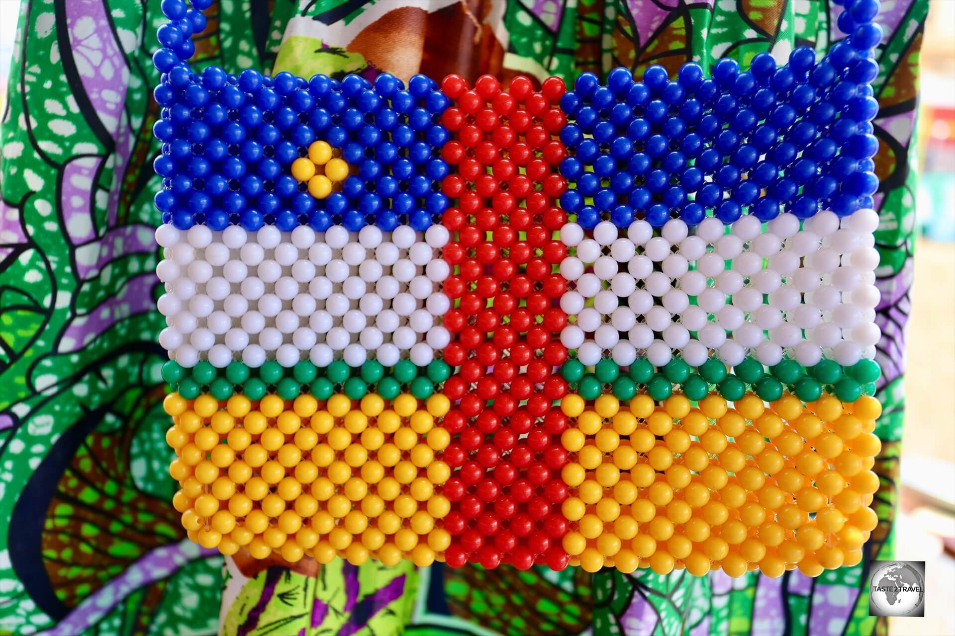 As a flag geek, I was happy to purchase this beaded flag bag as my souvenir of the CAR.